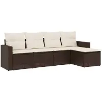 Syfax Salon de jardin avec coussins 5 pcs marron résine tressée