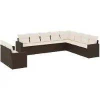 Syfax Salon de jardin 10 pcs avec coussins marron résine tressée