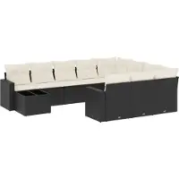 Syfax Salon de jardin 11 pcs avec coussins noir résine tressée