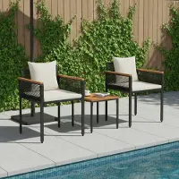 Prolenta Maison Exclusive - Ensemble de mobilier de jardin avec coussins, en polyrotin noir et blanc crème