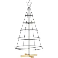 Syfax Arbre en cône de Noël avec support Noir 126 cm Acier