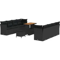 Syfax Ensemble de canapé de jardin 11 pcs Noir polyrotin