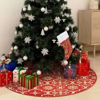 Prolenta Maison Exclusive - Jupe de sapin de Noël de luxe avec chaussette Rouge 90 cm Tissu