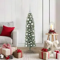 Prolenta Maison Exclusive - Sapin de Noël artificiel élancé, vert et blanc, 120 cm