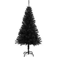 Syfax Sapin de Noël artificiel avec support noir 120 cm PVC