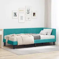 Prolenta Maison Exclusive - Structure de lit avec sommier intégré, 2 pièces, turquoise, 90 x 190 cm, en velours