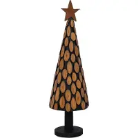 Syfax Sapin de Noël avec support Marron 149 cm Bois de teck solide