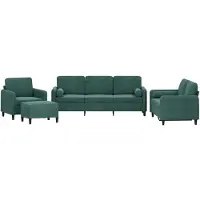 Syfax Ensemble de canapés 4 pcs avec coussins vert foncé velours