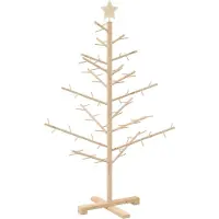 Syfax Arbre de Noël en bois avec support Naturel 125 cm Pin massif