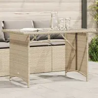 Prolenta Maison Exclusive - Table de jardin avec plateau en verre Beige 110x68x70 cm Poly Rotin
