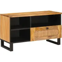 Syfax Meuble TV avec étagère Marron 80 x 33 x 46 cm Bois massif manguier