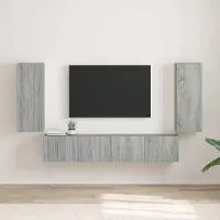 Prolenta Meuble TV mural exclusif - 2 pièces, en panneaux de particules imitation bois Sonoma gris