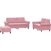 Syfax Ensemble de canapés 3 pcs avec coussins Rose Velours