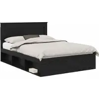 Syfax Cadre de lit avec tête de lit Noir 140 x 190 cm Pin massif