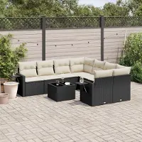 Prolenta Maison Exclusive - Salon de jardin 9 pcs avec coussins noir résine tressée