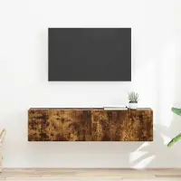 Prolenta Meuble TV mural exclusif - 2 pièces, placage en bois de chêne fumé