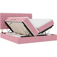 vidaXL Lit avec rangement et tête de lit rose 200 x 200 cm velours