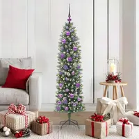 vidaXL Pratique Arbre de Noël artificiel élancé Vert et blanc 150 cm - Arbres de Noël artificiels ,mobilier design 2882766 2parcel