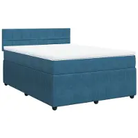 Syfax Sommier à lattes de lit et matelas bleu 160x200 cm velours