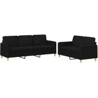 Syfax Ensemble de canapés 2 pcs avec coussins Noir Tissu