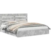 Syfax Lit de Rangement Gris béton 200 x 200 cm Bois d'ingénierie