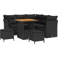 Syfax Ensemble de canapé de jardin 8 pcs Noir polyrotin
