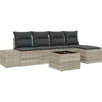 Syfax Ensemble de canapé de jardin 6 pc Gris clair polyrotin