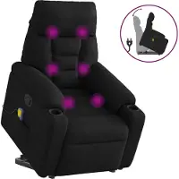 Syfax Fauteuil inclinable de massage noir tissu microfibre