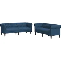 Syfax Ensemble de canapés 2 pcs bleu tissu
