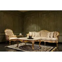 AEA Beige Wohnzimmer Chesterfield Sofagarnitur Klassischer 3-Sitzer Sessel