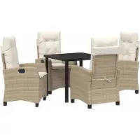 Syfax Ensemble de salle à manger pour jardin 5 pcs Beige polyrotin