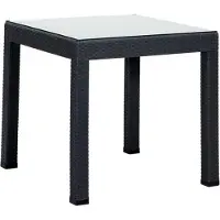 AEA Table de jardin en rotin table anthracite table robuste et élégante