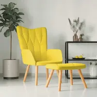 Prolenta Maison Exclusive - Fauteuil de détente avec repose-pieds, tissu jaune moutarde