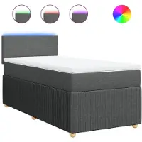 Syfax Sommier à lattes de lit avec matelas Gris foncé 90x200 cm Tissu