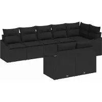 Syfax Ensemble de Canapés avec coussin 8 pcs Noir polyrotin