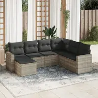 Prolenta Maison Exclusive - Salon de jardin avec coussins 7 pcs gris clair résine tressée