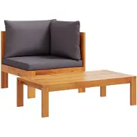 Syfax Salon de jardin avec coussins 2 pcs bois massif acacia
