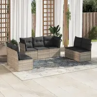 Prolenta Maison Exclusive - Salon de jardin avec coussins 7 pcs gris clair résine tressée
