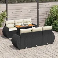 Prolenta Maison Exclusive - Salon de jardin 7 pcs avec coussins noir résine tressée