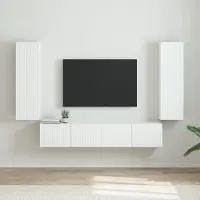 Prolenta Meuble TV mural exclusif - 2 pièces, en bois stratifié blanc brillant