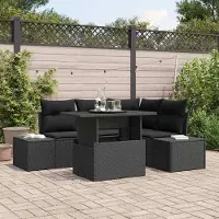 Prolenta Maison Exclusive - Ensemble de canapés de jardin, 5 pièces, en résine tressée noire