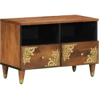 Syfax Meuble TV Marron miel 70 x 33 x 46 cm Bois de mangue massif