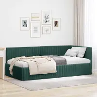 Prolenta Maison Exclusive - Cadre de lit d'angle vert foncé 100 x 200 cm velours