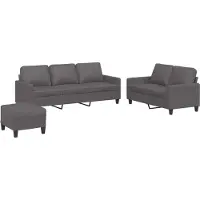 vidaXL Ensemble de canapés 3 pièces avec coussins Gris Similicuir