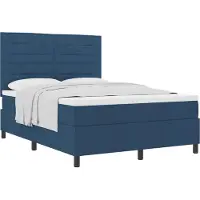 vidaXL Lit boxspring avec matelas avec tête de lit bleu 140 x 200 cm Tissu