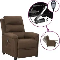 Syfax Fauteuil inclinable électrique Marron Tissu