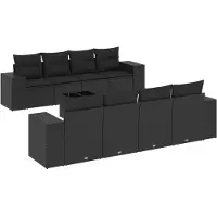 Sonstiges Salon de jardin 9 pcs avec coussins noir résine tressée