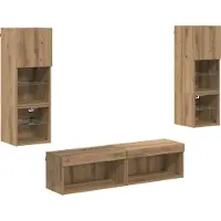 Syfax Unité murale de TV 6 pcs Chêne artisanal Bois d'ingénierie