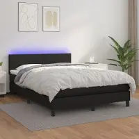Prolenta Maison Exclusive - Sommier à lattes de lit avec matelas et LED Noir 140x190 cm