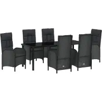 Syfax Ensemble de salle à manger pour jardin 7 pcs Noir polyrotin